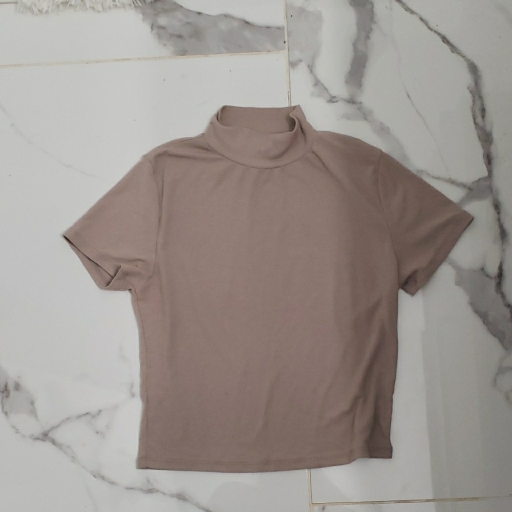Nude/beige Turtle neck crop top